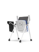 Chaise de bureau pliante moderne à cadre triangulaire en plastique avec roulettes, empilable, design aéré pour la maison, le bureau et l'école