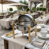 Ensemble de réchauds de luxe à couvercle roulant, chauffe-plats commerciaux en acier inoxydable pour buffet avec supports à combustible, équipement de restauration