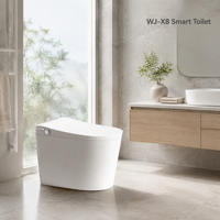 WC intelligent blanc monobloc avec bidet intégré, chasse d'eau électrique automatique, siège chauffant, cuvette en céramique et capteur pour maison et hôtel