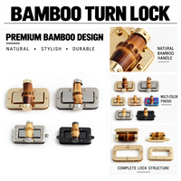 Fermoir de sac en métal et bambou à verrouillage rotatif, petit fermoir carré pour sac à main féminin, accessoires de quincaillerie