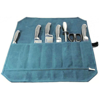 Sac de rangement pour couteaux de chef en toile cirée résistante avec 7 emplacements, imperméable et durable