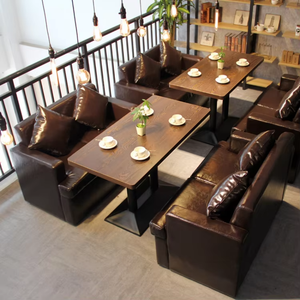 Ensemble de table à manger rectangulaire en bois massif de luxe parisien, design moderne, 4 places, structure en fer, pour les cafés/boutiques de thé, restaurants - Product Image 3