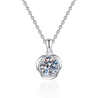 Colliers pendentifs en moissanite ronde XL206, 1 carat, couleur D, argent sterling 925, tendance