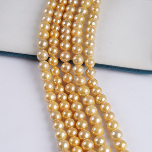 Collier rond Edison en gros, fait à la main, perles d'eau douce naturelles de 8 à 11 mm, de couleur blanche et rose, forme baroque, perles en vrac pour bricolage - Product Image 4