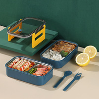 Boîte à Lunch en acier inoxydable 304, Double couche pour étudiants boîte à Lunch de bureau de grande capacité avec vaisselle, cadeau en gros