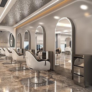 กระจกตั้งพื้นสองด้านแบบใหม่สำหรับร้านเสริมสวยและร้านตัดผม พร้อมไฟในตัว สำหรับทำ<span class=keywords><strong>ผม</strong></span>ดัด/<span class=keywords><strong>ย้อม</strong></span>/ตัด - Product Image 2