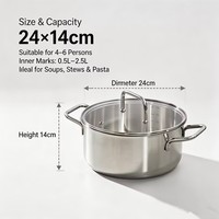Ensemble de casseroles en acier inoxydable écologique de qualité supérieure, 2 pièces, résistant au four, compatible lave-vaisselle, avec couvercles en verre, compatible induction