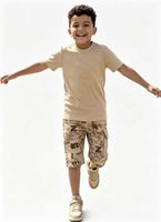 Ensemble 2 pièces T-shirt à manches courtes imprimé et short cargo de haute qualité – Tenue décontractée d'été, survêtement tendance pour la rue