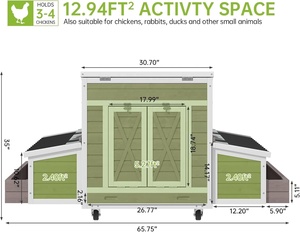 Grand poulailler en bois d'extérieur de 65,75 pouces avec 4 nichoirs, montage facile pour pelouse et jardin, pour 4 à 6 poulets - Product Image 2