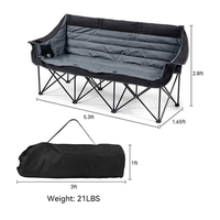 Chaise de camping pliante de luxe pour 3 personnes, surdimensionnée, robuste, portable, pour couple, trois places, meubles d'extérieur, jardin, plage