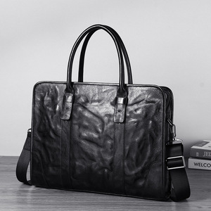 Genuine Leather <b>Briefcase</b> Men's Business Bag Black Top Layer Cowhide Laptop Bag Office Travel Hand Carry Bag - Product Image 3