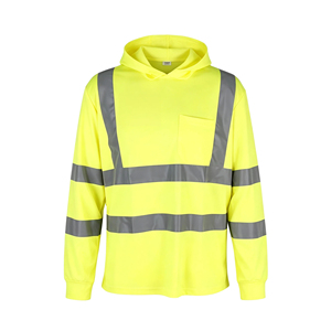 Sudadera con Capucha de Seguridad ANSI Clase 2, Color Amarillo Fluorescente, con Cinta Reflectante y Bolsillo, Personalizable para Trabajos de Construcción - Product Image 1