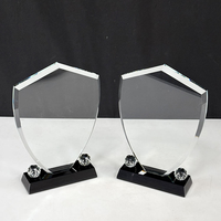 Trophée en cristal de style simple pour entreprise, avec base noire, pour sublimation, idéal pour les récompenses sportives