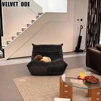 Fauteuil de lecture intégral en velours noir de suie, qualité supérieure, prix d'usine, collection Fireside