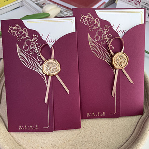 Hochwertige Papier hochzeits einladungen Handgemachtes Blumen thema Thermo transfer Gedrucktes kunden spezifisches Design Großhandel - Product Image 3