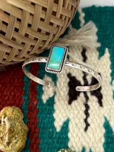 HANDMADE STERLING <b>SILVER</b> KINGMAN TURQUOISE <b>BRACELET</b> for MEN and WOMEN - Product Image 2