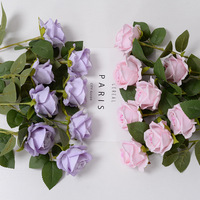 Vente en gros de fleur de Rose en velours de haute qualité, fleur artificielle pour décoration murale de mariage