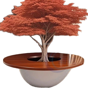 YW052 Maceta de jardín redonda de FRP personalizada de gran diámetro Greening Landscape Asientos de ocio Macetas de calidad para decoración al aire libre - Product Image 1
