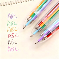 Stylos à bille 6 couleurs en plastique 0,5 mm rétractables avec corps transparent, stylo promotionnel sportif pour carnet, journal, dessin