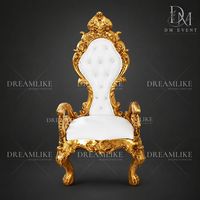 Chaise Trône de Luxe Dorée à Dossier Haut pour Mariés, Mariages, Hôtels, Banquets et Location d'Événements - Vente en Gros Usine