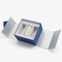 Coffret cadeau magnétique de luxe à double ouverture, boîte en papier argenté personnalisée et sac cadeau pour cosmétiques et compléments alimentaires