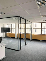 Cloison de bureau en acier sur mesure, cadre fin noir, séparateur de pièce en verre pour salle de réunion et bureau