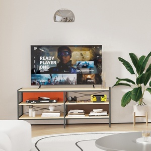Étagères de rangement pour livres en panneaux de particules et métal, supports TV pour salon - Product Image 3