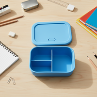 Boîte à lunch portable en silicone bento pour enfants sans bpa avec pack de 2 compartiments à 3 compartiments