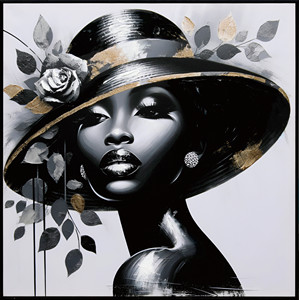 Elegante Cuadro de Pintura al Óleo con Lámina Dorada de Dama Negra, Arte de Pared Inspirado en Mujeres <span class=keywords><strong>Africanas</strong></span> con Estilo, Pinturas de Retrato <span class=keywords><strong>para</strong></span> Decoración de Interiores - Product Image 3