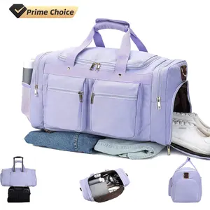 Lớn tùy chỉnh vải Weekender thể thao phòng tập thể dục du lịch khiêu vũ Duffle Túi Duffel phụ nữ không thấm nước với ngăn giày tùy chỉnh in logo