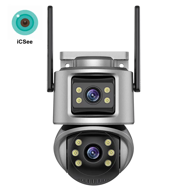 Icsee 6MP 8MP ngoài trời wif ống kính kép máy ảnh CCTV wif Dual Ball máy liên kết máy ảnh không dây IP ống kính kép PTZ Mạng Máy ảnh IP