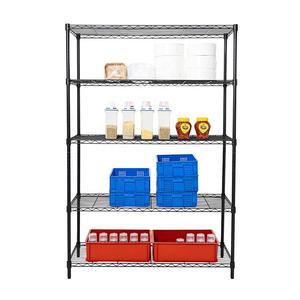 Conception flexible et réglable, étagère en fil métallique à 5 niveaux, revêtement en poudre noire, étagère en fil d'acier pour une utilisation polyvalente, rangement - Product Image 3