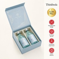 Boîte cadeau personnalisée en matériaux recyclés avec fermeture magnétique, boîte rigide en papier pour deux bouteilles de soju, kit cadeau pour alcool, vente en gros
