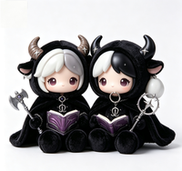Figurines Magiques Jumelles du Zodiaque Gemini Personnalisées OEM en PVC et ABS avec Cape en Peluche Douce et Moelleuse, Boîte Mystère Constellation, Jouet Artistique