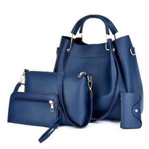 Sacs à main et portefeuilles pour femmes en cuir PU rayé à deux poignées, 4 pièces, avec fermeture à glissière, vente en gros - Product Image 1