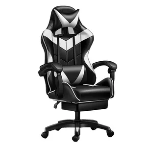 Adjustable Home Office Chair Leather Nylon Computer Gamer Racing Gaming Chair With Footrest