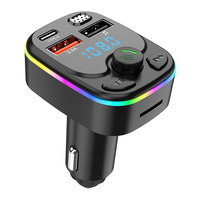 Lecteur MP3 pour voiture, chargeur rapide QC3.0, double USB-C, double USB 5.0, récepteur/émetteur FM, écran numérique bleu, design cyberpunk