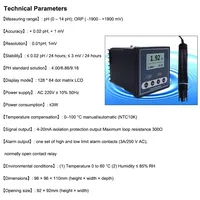 NOUVEAU Mètre numérique industriel PH/ORP en ligne PH-110 avec sonde électrode pour la détection des eaux usées et le contrôle de dosage, fabriqué en Chine continentale
