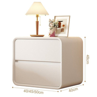 Table de chevet moderne ModHomi en MDF blanc crème, 2 tiroirs, pour appartement, hôtel, chambre à coucher, design simple pour la maison