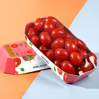 Emballages personnalisés jetables en papier kraft recyclé pour fruits et légumes, fraises, cerises, tomates, sans plastique, avec pelliculage mat