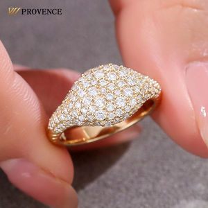 แหวนสไตล์ฮิปฮอปแบบกำหนดเอง ทองคำ 18k 14k สีเหลือง ประดับเพชรโมอิสซาไนต์ แหวนดอกไม้สัญญา แหวนเพชร แหวนแต่งงาน แหวนหมั้น สำหรับผู้หญิง ของขวัญ - Product Image 1