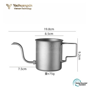Pure titanium outdoor hand brewed coffee pot with spout, detachable <b>cup</b>, mug, <b>camping</b> lightweight with lid, portable - Product Image 3