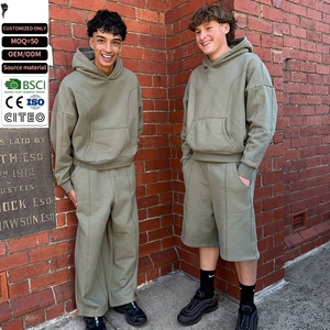 Ensemble survêtement streetwear 2 pièces pour homme : sweat à capuche oversize et pantalon de jogging large personnalisés en gros - Product Image 1