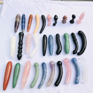 Groothandel Natuurlijke Hoge Kwaliteit Roze Kwarts Gebogen Kristal Massage Wand Kwarts <span class=keywords><strong>Dildo</strong></span> voor Sexy Vrouw - Product Image 1