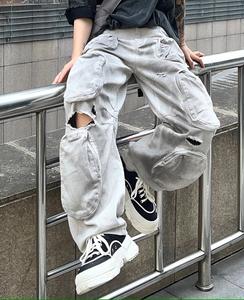 Tailor's New Summer Design Jeans déchirés en <span class=keywords><strong>toile</strong></span> décontractée pour hommes Loose Hip-hop Street Wash avec un style tendance - Product Image 4