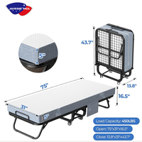 Lit pliant moderne en métal pour hôtel, taille Queen, avec matelas en mousse à mémoire de forme, portable et mobile, vente en gros