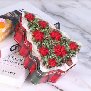 عيد الميلاد شجرة صفيح حالة عيد الميلاد سانتا كلوز البسكويت الحلوى صندوق تخزين المعادن ثلج المطبوعة مختومة - Product Image 2