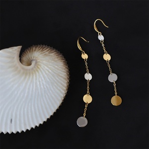 Pendientes de Cadena con Borlas y Dijes Redondos de Acero Inoxidable Chapado en Oro, Estilo Vintage, para Mujer, Aniversario - Product Image 5