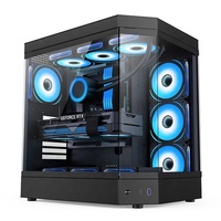 Gabinete Curvo para PC K21 M-ATX/ATX de Vidrio Templado con Vista Completa, Gabinete para Gaming con Ventilador ARGB y Refrigeración Líquida