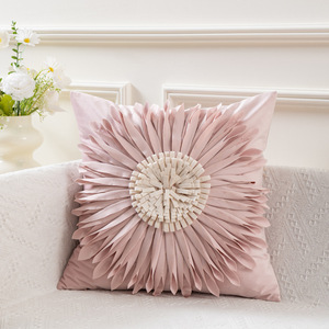Nouvelle Arrivée Housse de Coussin Moderne Faite Main en Velours Brodé pour Bureau à Domicile, Motif Tournesol 3D et <span class=keywords><strong>Petite</strong></span> Marguerite, Anti-Acariens - Product Image 5